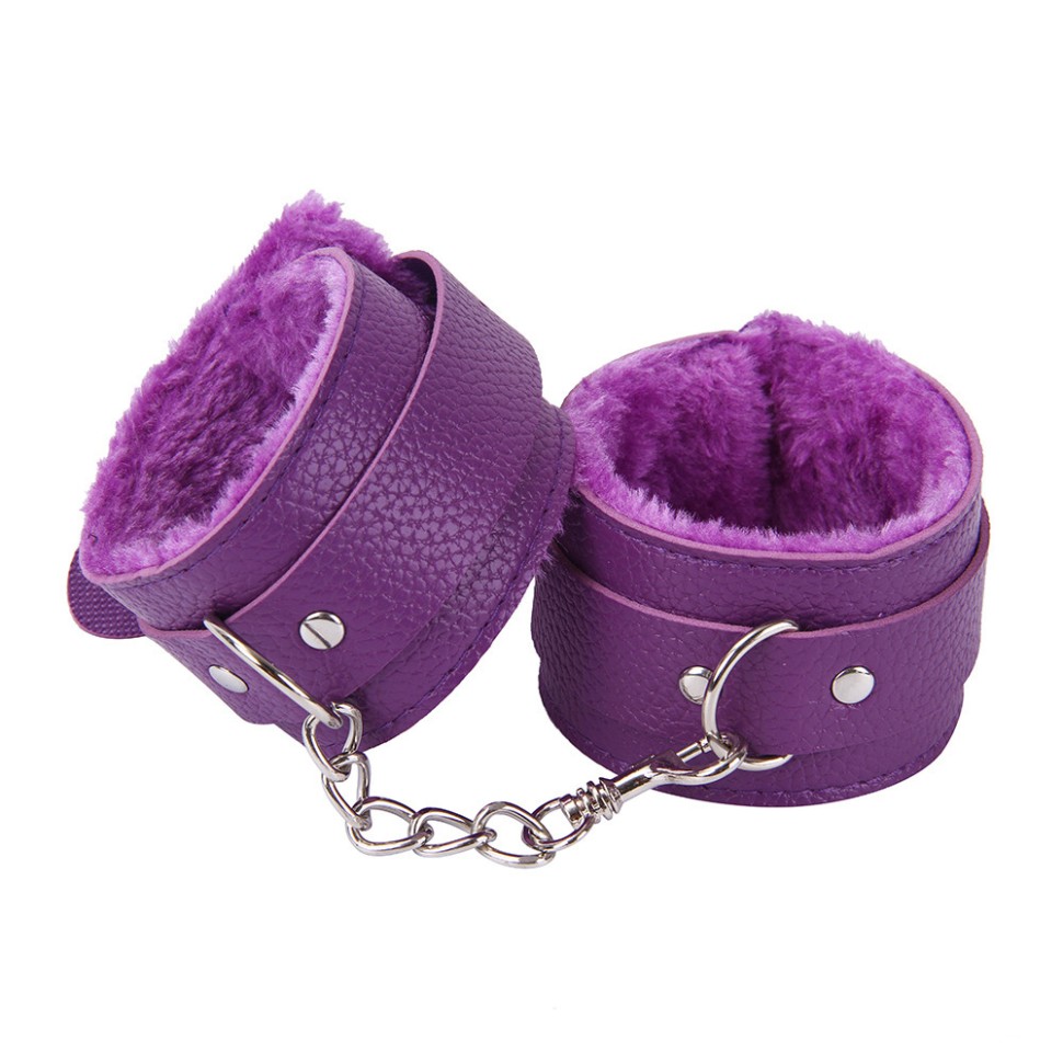 Набір БДСМ "Love caresses" колір фіолетовий наручники, окови, конектор