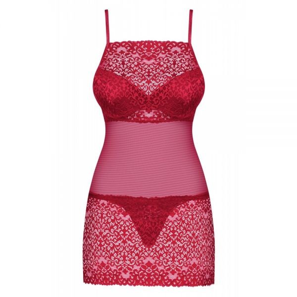 Сексуальное платье  Obsessive Lividia chemise & thong red L/XL
