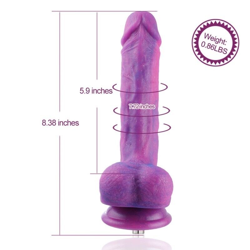 Фалоімітатор 8.2″ з вібрацією для секс-машин Hismith Purple Silicone Dildo with Vibe, знімний конект