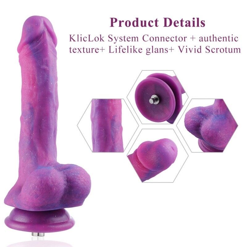 Фалоімітатор 8.2″ з вібрацією для секс-машин Hismith Purple Silicone Dildo with Vibe, знімний конект