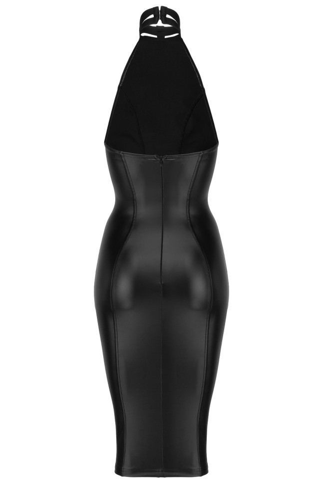 Сукня сексуальна з чокером F160 Noir Handmade, вінілова, чорна, S