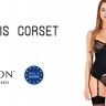 Корсет з пажами FLORIS CORSET black L/XL - Passion Exclusive, трусики