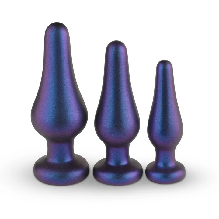 Набір із трьох анальних пробок Hueman, фіолетові.