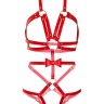 Leg Avenue - Studed O-ring harness teddy - Cексуальна червона портупея, L