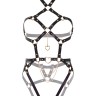 Leg Avenue - Heart ring harness teddy - Портупея-тедді в стилі БДСМ, S (чорний)