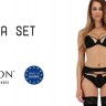 Комплект білизни TONYA SET black S/M - Passion Exclusive: трусики, ліф, пояс для панчох