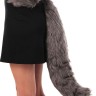 Анальна пробка з хвостом Anal plug faux fur fox tail light grey polyeste