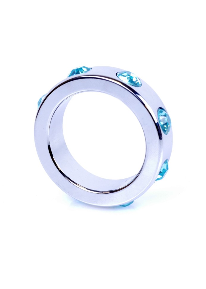 Ерекційне кільце Boss Series Metal Cock Ring with Light Blue Diamonds Medium