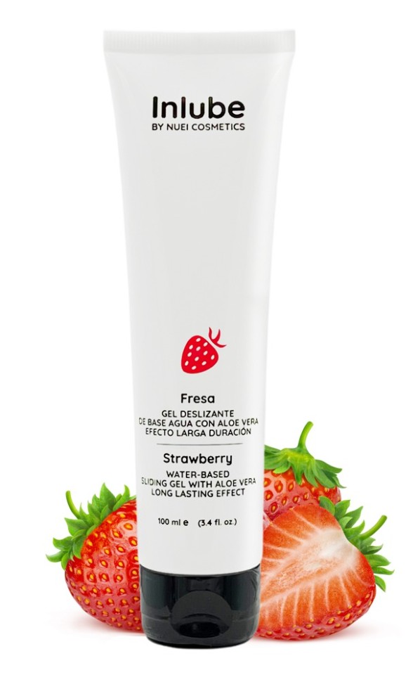 Лубрикант Inlube Water-Based Sliding-Gel Strawberry від NUEI з алое вера (веганська) 100 мл