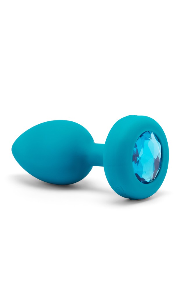Анальна пробка з вібрацією та каменем B-Vibe - Vibrating Jewel Plug S/M, синя