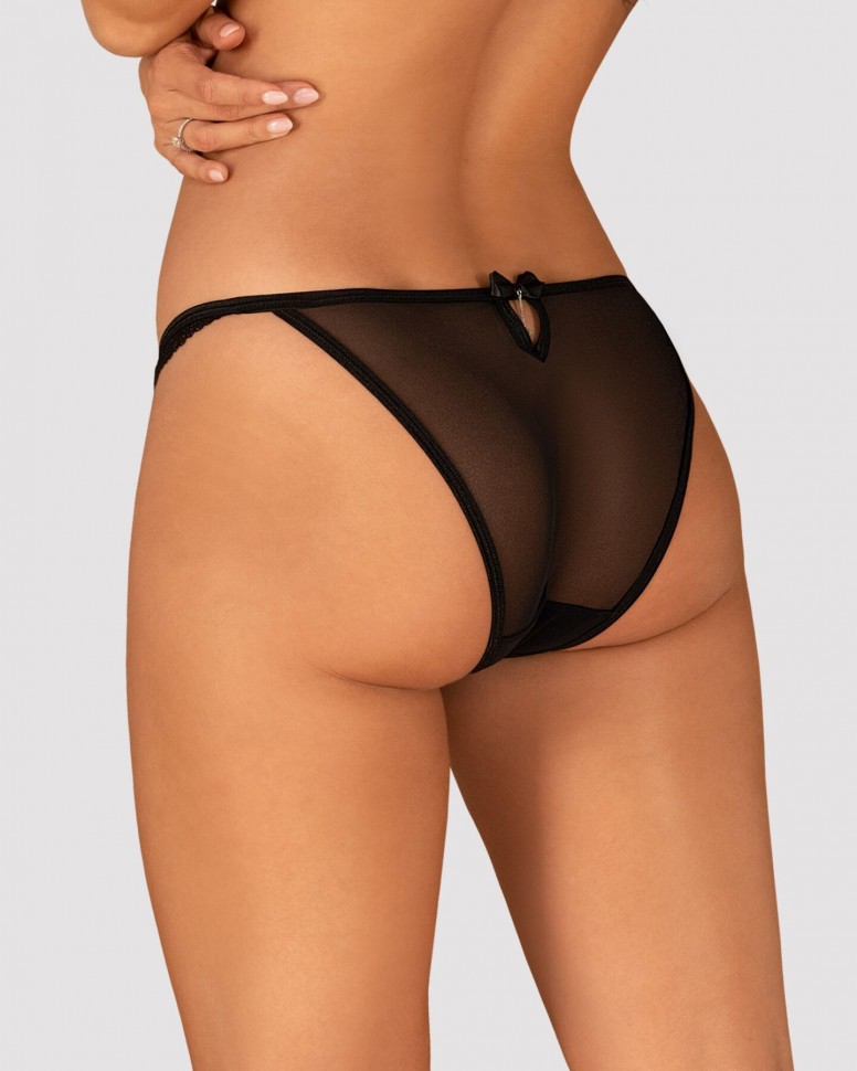 Напівпрозорі трусики з підвіскою Obsessive Ivannes panties black L/XL, чорні