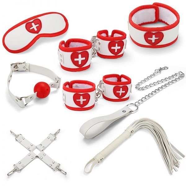 Набор для БДСМ игр BDSM-NEW PVC Nurse Bondage Set, White