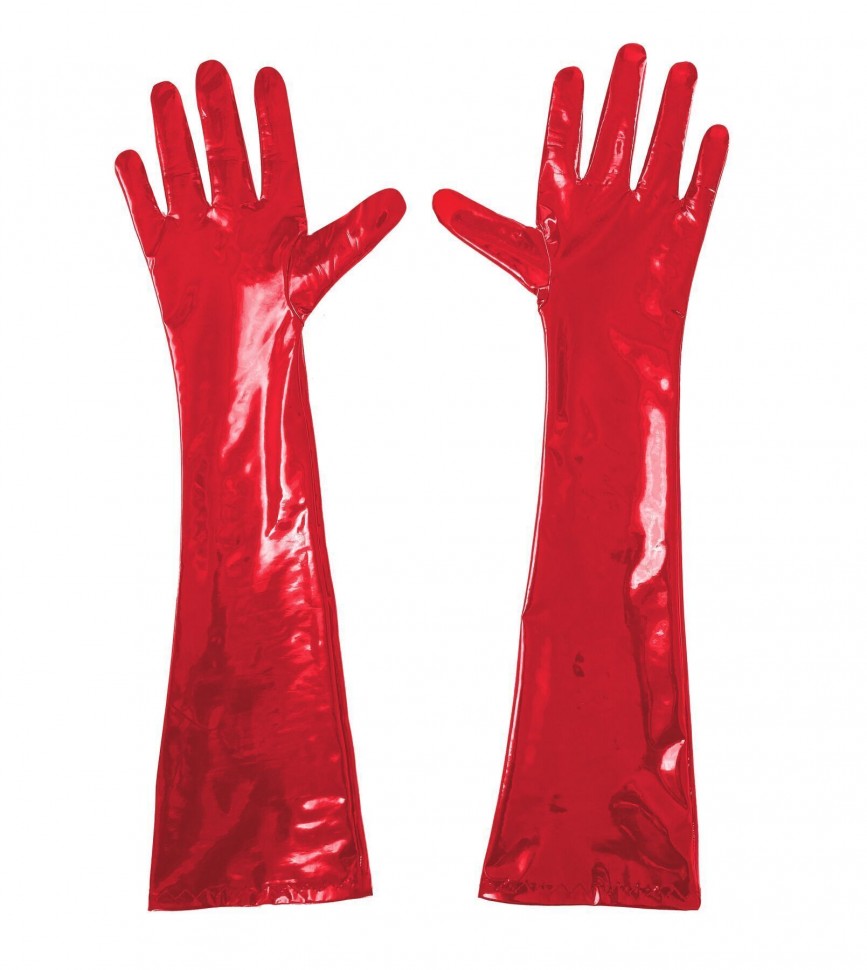 Глянсові вінілові рукавички Art of Sex - Lora, розмір L, колір Червоний