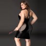 Еротична сукня JSY «Спокуслива Міла» Plus Size Black, прозорі вставки, стрепи, халтер