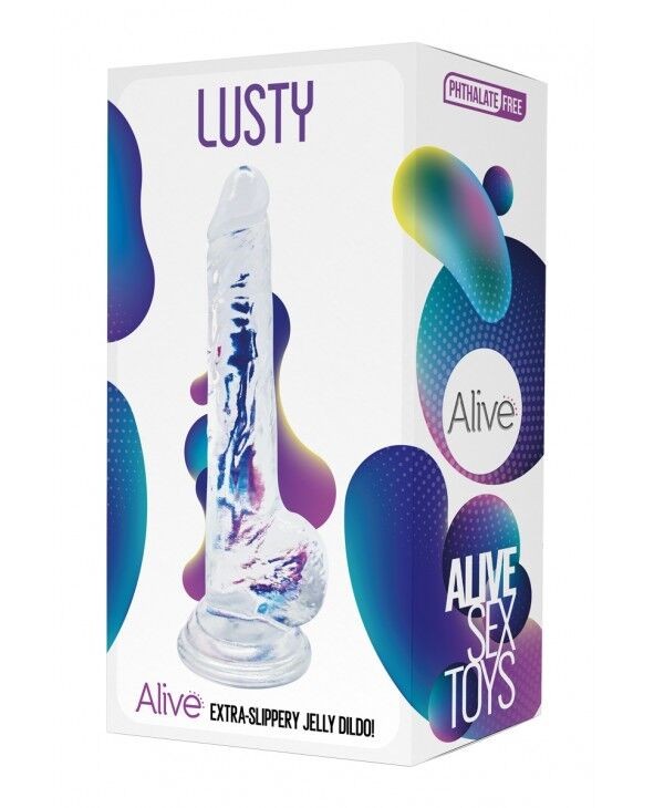 Прозорий фалоімітатор Alive Jelly Dildo Lusty (м'ята упаковка!!!)
