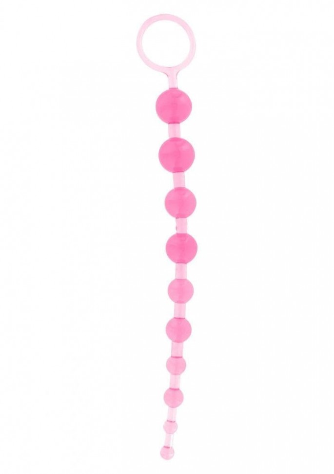 Анальная цепочка на жесткой связке Thai, 25Х2 см (розовый)