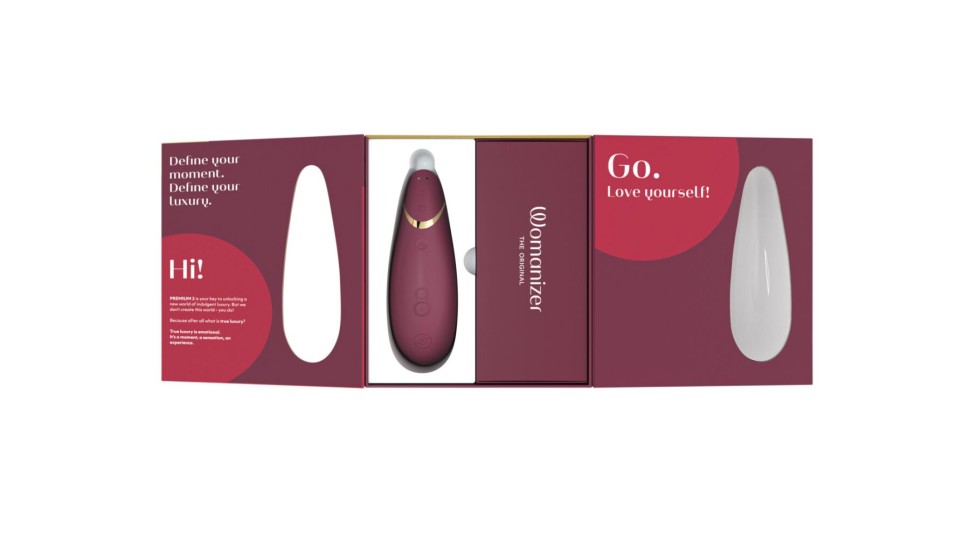 Вакуумний кліторальний стимулятор Womanizer Premium 2 - Bordeaux, функції Autopilot та Smart Silence
