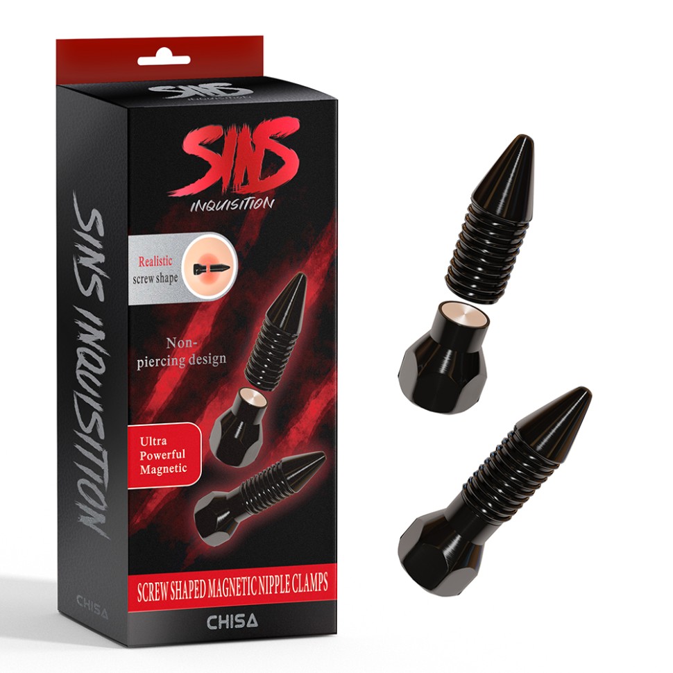 Затискачі для сосків магнітні Chisa Sins InquisitionScrew Shaped Magnetic Nipple Clamps