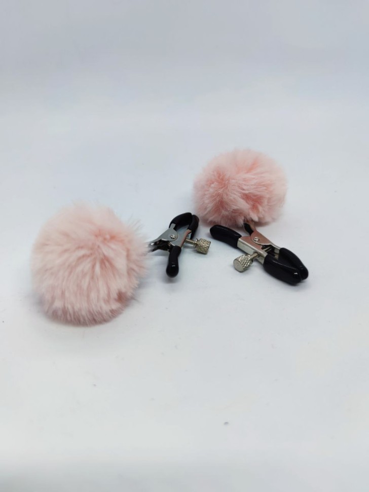 Затискачі на соски DS Fetish Nipple clamps metal poliester pink