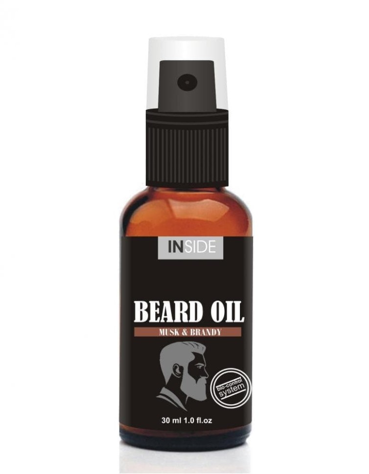 Inside Beard Oil средство для бороды с маслом макадами и запахом Мускуса и Бренди  30 мл.