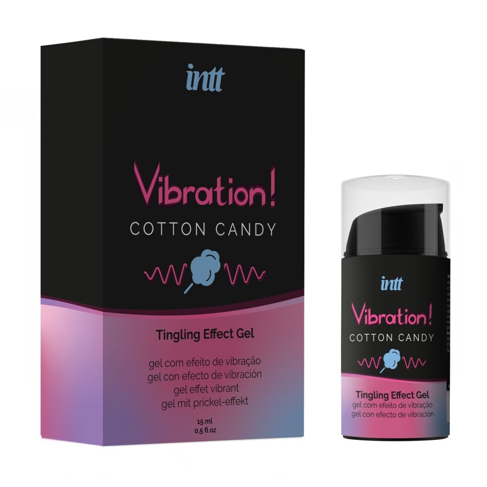 Рідкий вібратор Intt Vibration Cotton Candy (15 мл), густий гель, дуже смачний, діє до 30 хвилин