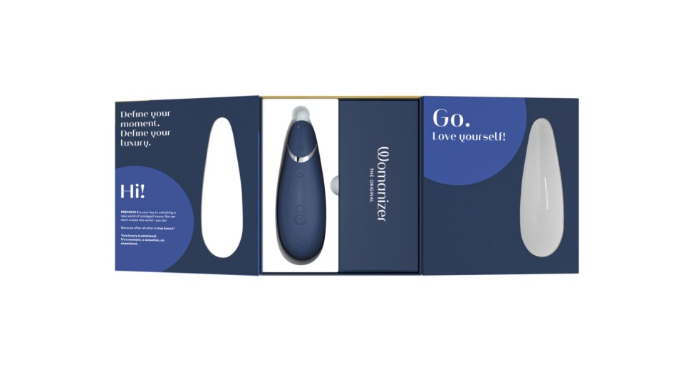 Вакуумний кліторальний стимулятор Womanizer Premium 2 - Blueberry, функції Autopilot та Smart Silenc
