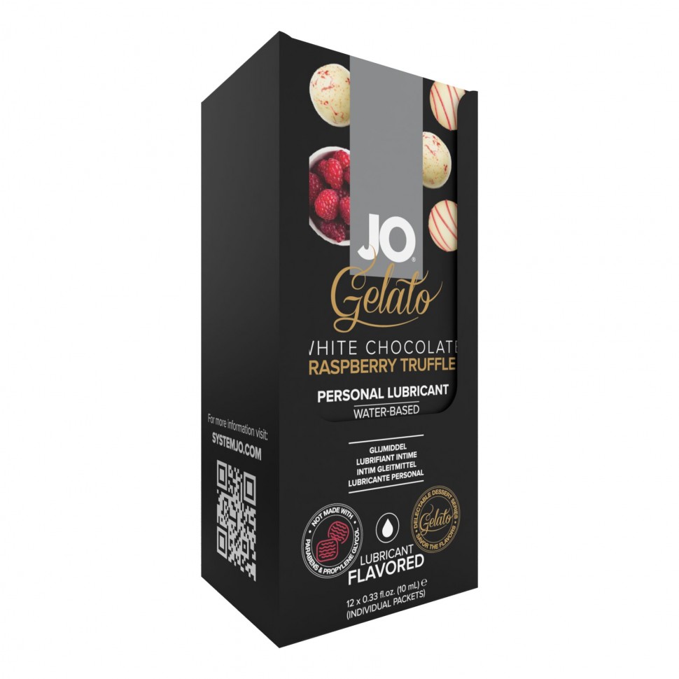 Набір лубрикантів Foil Display Box – JO Gelato - White Chocolate Raspberry – 12 × 10ml