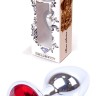 Анальний затор Boss Series - Jewellery Silver PLUG Red S, BS6400016
