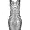 Мінісукня з вертикальним візерунком Passion BS097 One Size, white, плетіння з боків