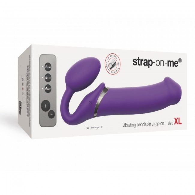 Безремінний страпон з вібрацією Strap-On-Me Vibrating Violet XL, діам. 4,5см, пульт ДК, регульований