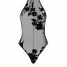 Боді напівпрозоре, F314 Ego Noir Handmade, з блискавкою, з квітковим візерунком, чорне, розмір M