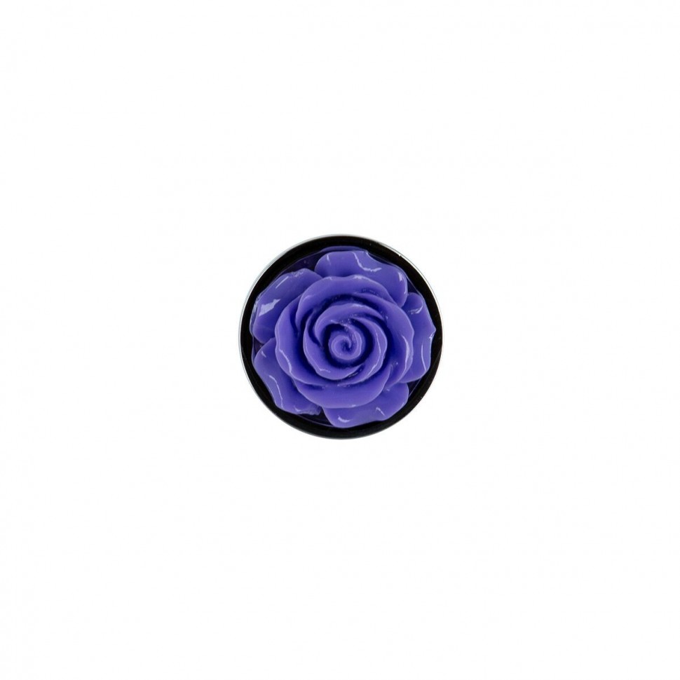 Металева анальна пробка Lux Active з трояндою - Rose Anal Plug - Purple, віброкуля в подарунок