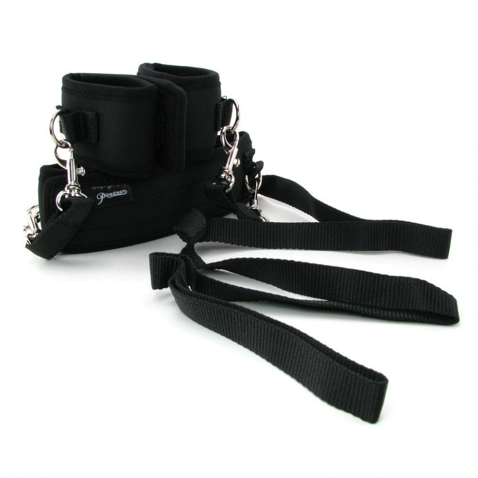 Pipedream Collar with Cuffs and Leash - ошейник с поводком и наручниками