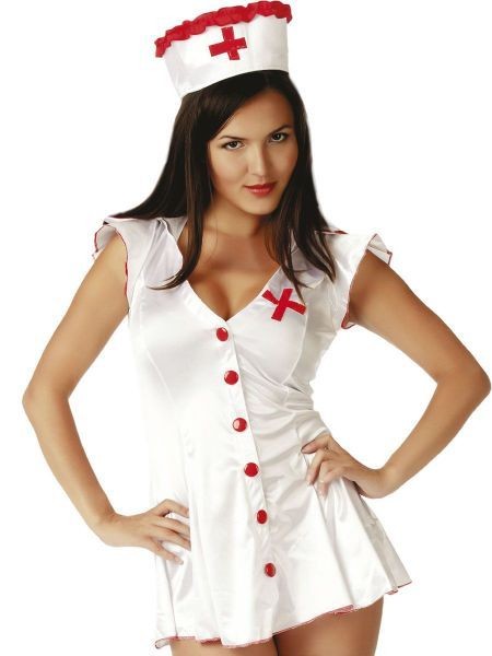 Ролевой костюм медсестры с красными пуговицами S/M