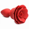 Анальна пробка з вібрацією та пультом Booty Sparks, зі стоппером у вигляді троянди, силіконова, червона