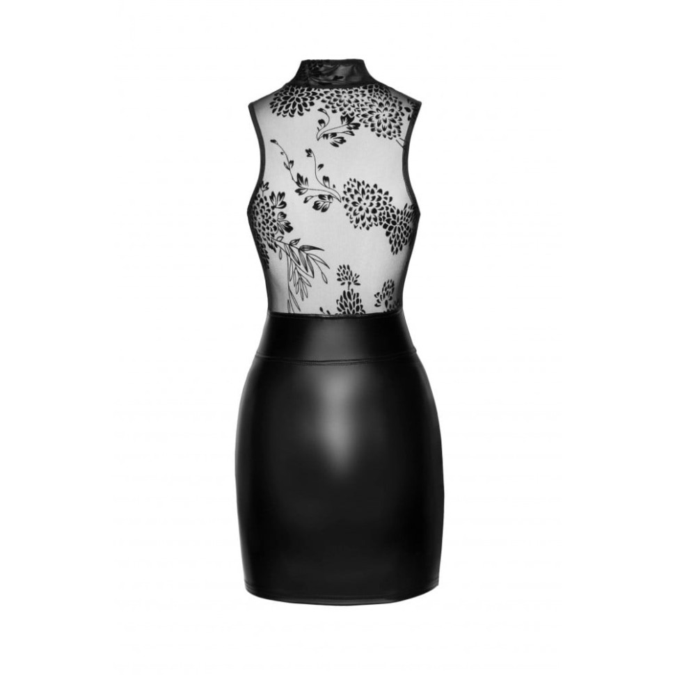 Сукня сексуальна вінілова M F241 Noir Handmade, з глибоким декольте, чорна