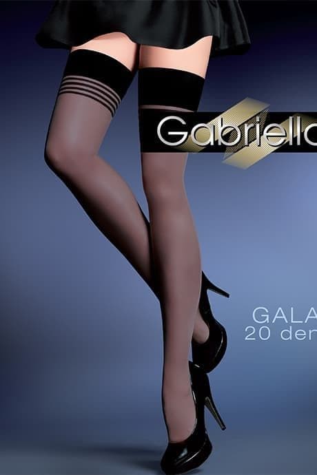 Чулки Gabriella Gala 20 den с самоудеживающимся манжетом 9 см (телесный с черным 1/2)