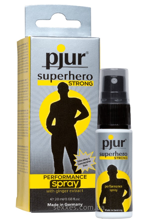 Пролонгувальний спрей pjur Superhero Strong Spray 20 ml, з екстрактом імбиру, всотується в шкіру
