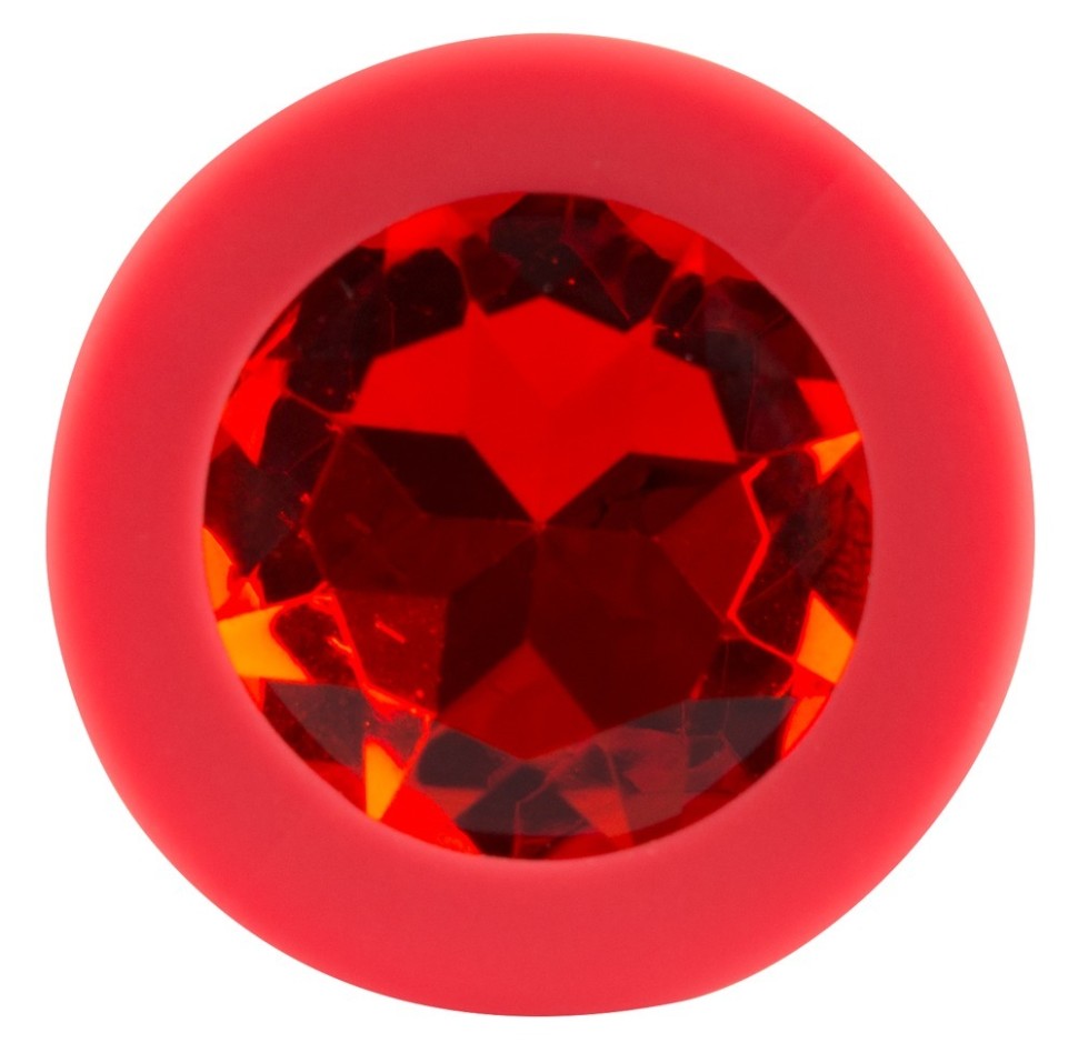 Анальна пробка 100% силиікон з каменем Red Silicone Red S, 7,5 х 2,8 см