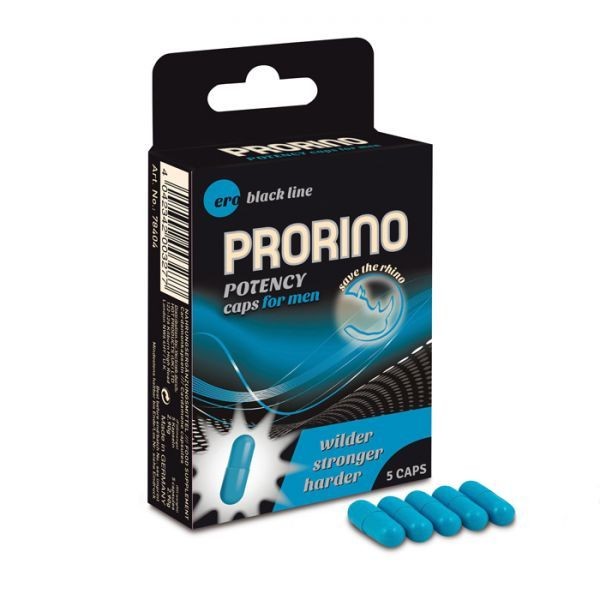 Збудливі капсули для чоловіків ERO PRORINO black line Potency (ціна за 5 капсул в упаковці)