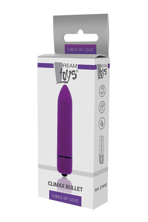 Міні вібромасажер DREAM TOYS 10-SPEED CLIMAX BULLET PURPLE, Фіолетовий