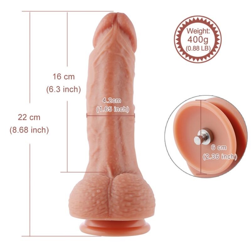 Ультрареалістичний фалоімітатор для секс-машин Hismith 8.3″ 2-layers Silicone Flesh Dildo, двошарови