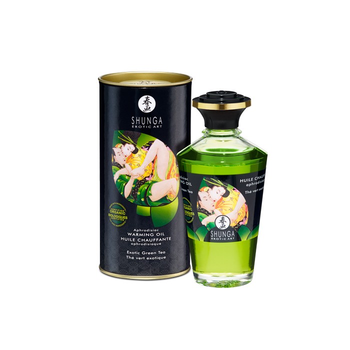 Съедобное согревающее масло Shunga Warming Oil Exotic Green Tea