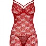 Сорочка Obsessive 860-CHE-3 chemise & thong red L/XL