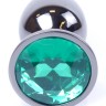 Анальний затор Boss Series - Jewellery Dark Silver PLUG Green S, BS6400033