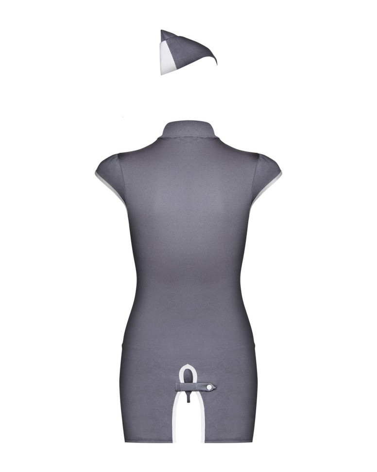 Еротичний костюм стюардеси Obsessive Stewardess 3 pcs costume grey S/M (м'ята упаковка!!!)