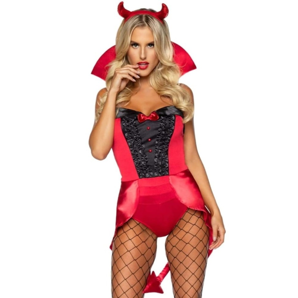 Сексуальний костюм дияволиці Leg Avenue, M, 4 предмети, червоний