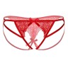 Мереживні трусики з бантиком та відкритою інтимною зоною Naomi Daring Intimates, червоні, S/M