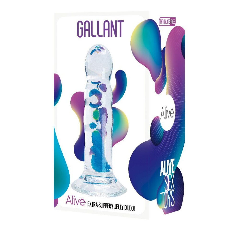 Прозорий фалоімітатор Alive Gallant Jelly Dildo  (м'ята упаковка)