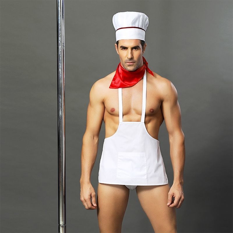 Мужской эротический костюм повара "Умелый Джек": слипы, фартук, платок и колпак
